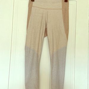 Outdoor Voices Two-Toned 7/8 Tan and Gray leggings